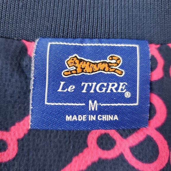 Vintage Le Tigre Ribbed Blue & Pink Geometric Link Key Bomber Y2K Jacket - Picture 6 of 11